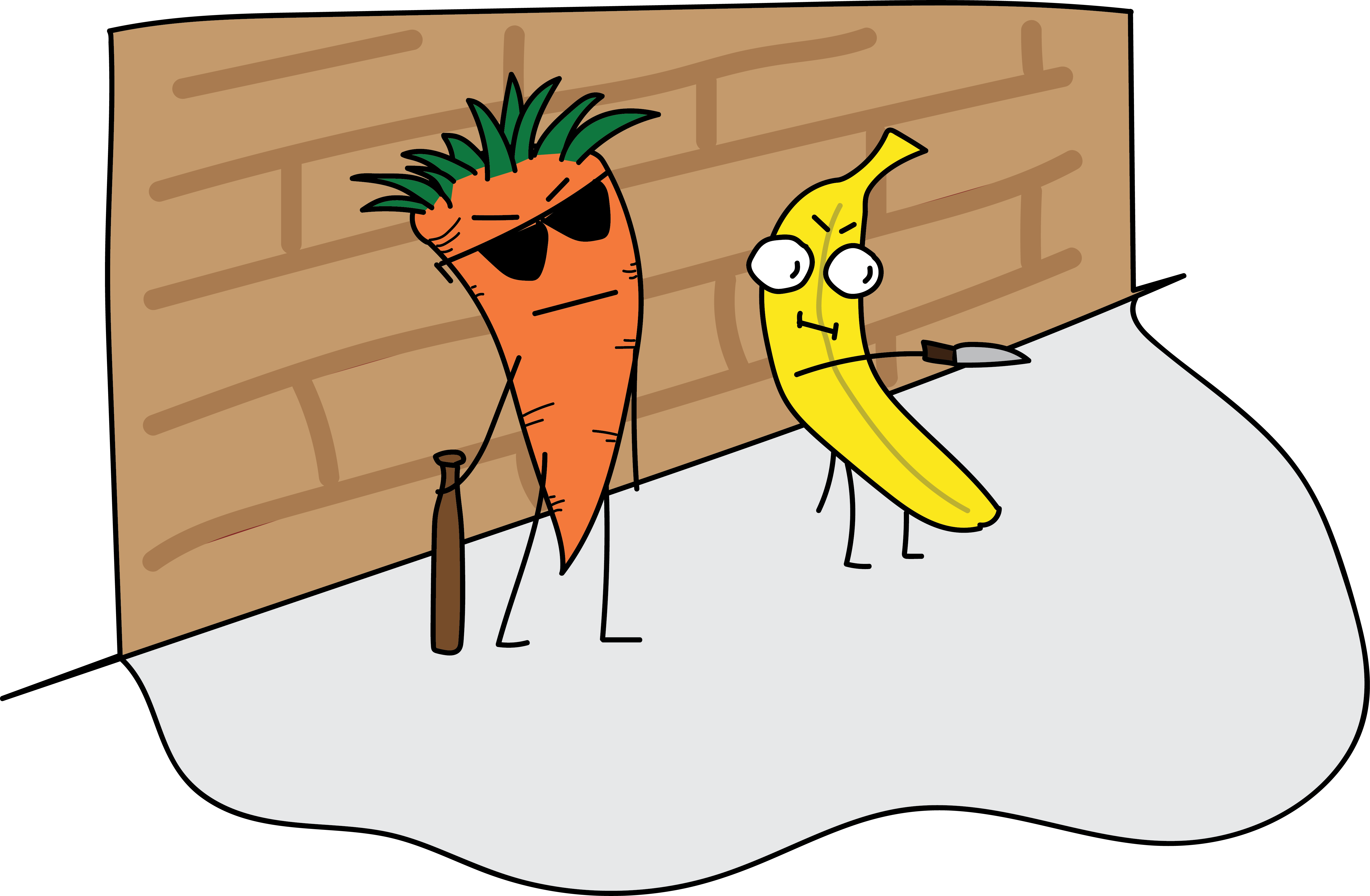 An angry mobster carrot and banana